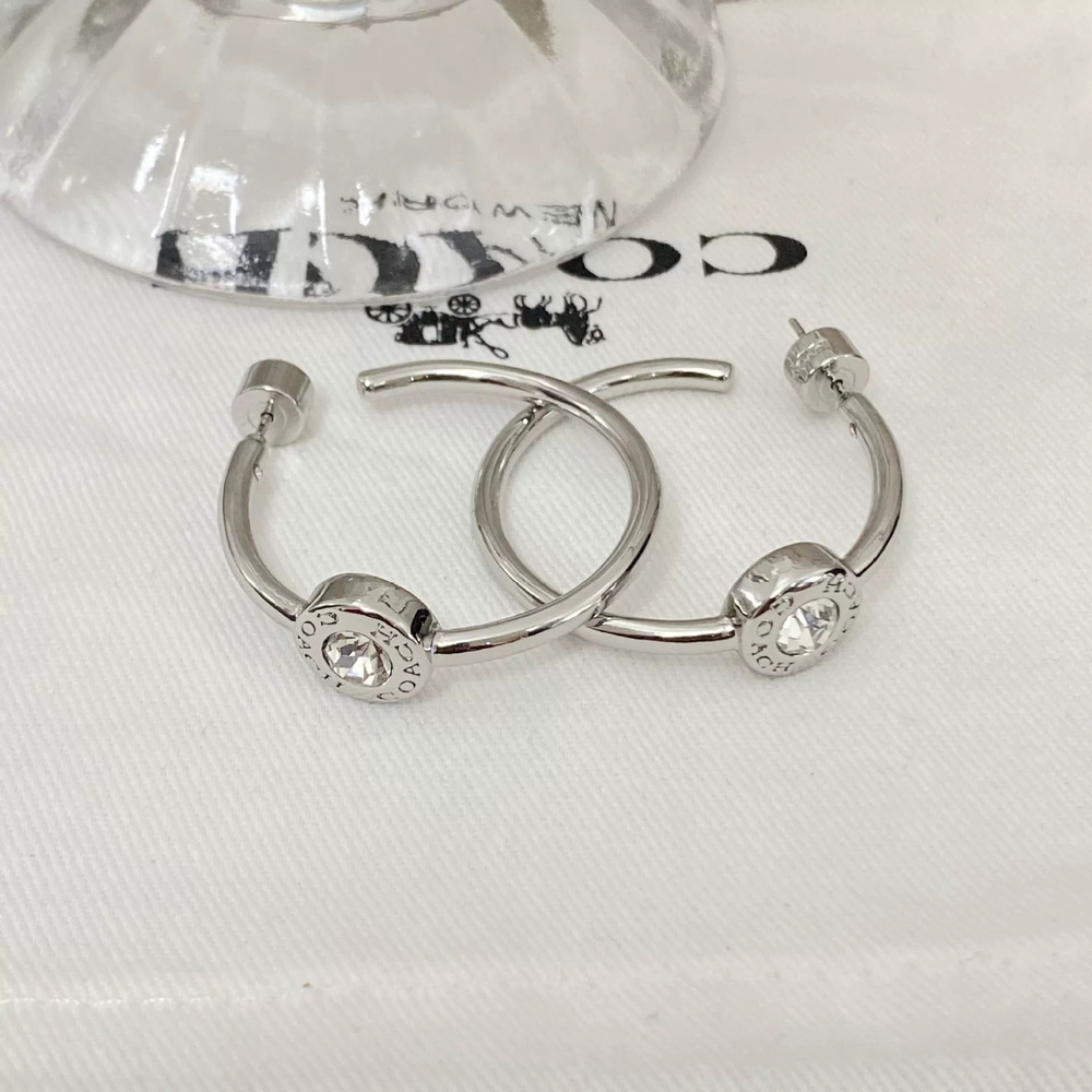 Coach Rhinestone Geometric Statement Earrings - Picture 7 of 7